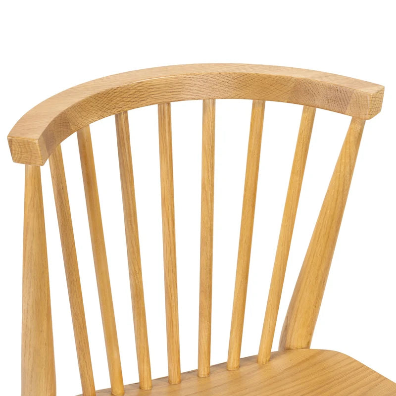 Sedia da pranzo Mid-Century con schienale a fusi e struttura in legno massello - Rovere, Noce o Nero
