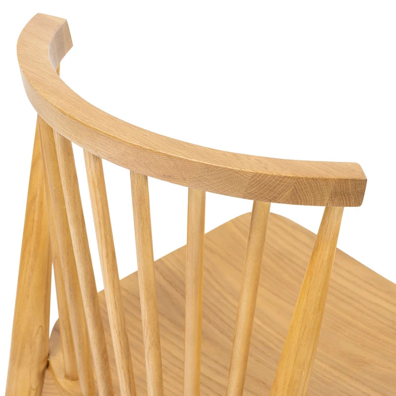Sedia da pranzo Mid-Century con schienale a fusi e struttura in legno massello - Rovere, Noce o Nero