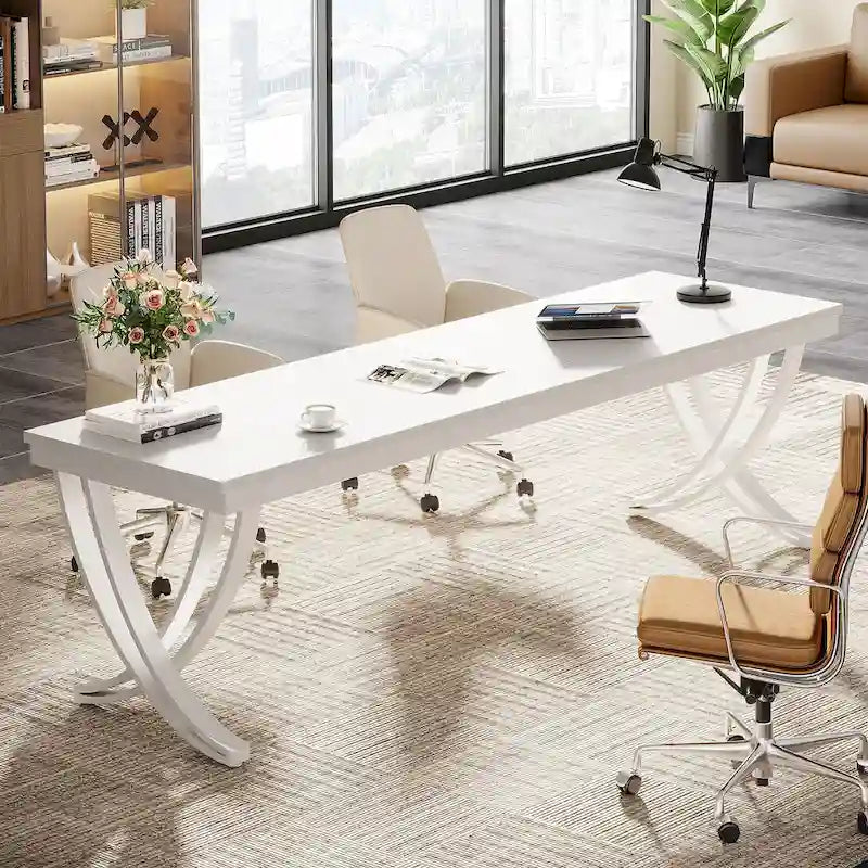 Scrivania per computer da 78 pollici per l'ufficio domestico, tavolo rettangolare per sala studio