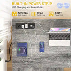 Scrivania da gioco a L in legno con ripiano e porta USB