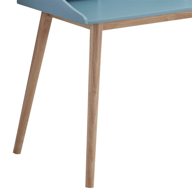 Scrivania Mid-Century Modern in legno con alzata
