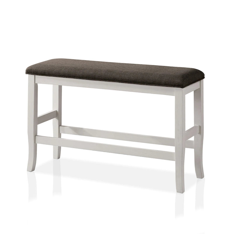 Set da pranzo da 4 pezzi in legno bianco sporco transizionale altezza bancone con spazio contenitore