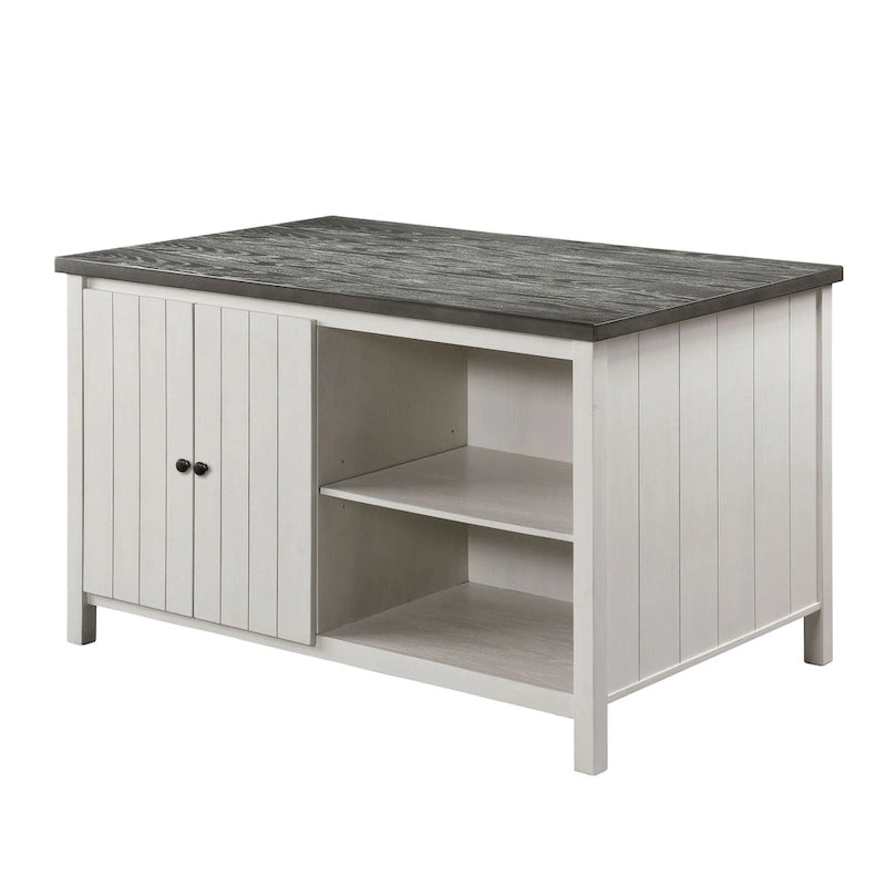 Set da pranzo da 4 pezzi in legno bianco sporco transizionale altezza bancone con spazio contenitore