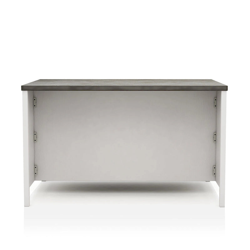Set da pranzo da 4 pezzi in legno bianco sporco transizionale altezza bancone con spazio contenitore