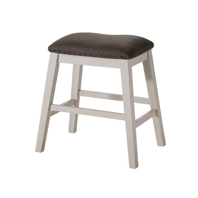 Set da pranzo da 4 pezzi in legno bianco sporco transizionale altezza bancone con spazio contenitore
