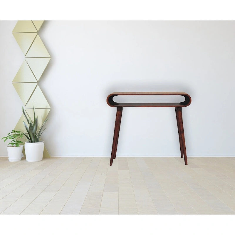 Consolle in Legno Massello Stile Nordico - Finitura Castagno