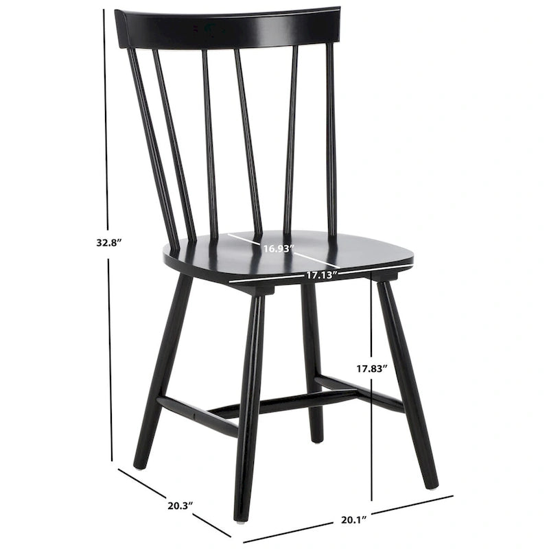 Sedie da pranzo con schienale a fusi in stile rustico, set da 2 - Nero, 48 cm L x 43 cm P x 89 cm H