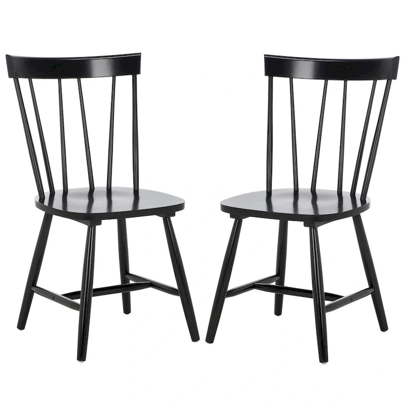 Sedie da pranzo con schienale a fusi in stile rustico, set da 2 - Nero, 48 cm L x 43 cm P x 89 cm H